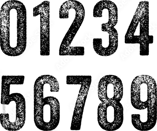 Large vector letterpress numbers with a transparent background