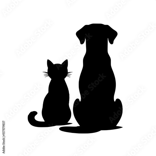 Cat and Dog Sitting Together