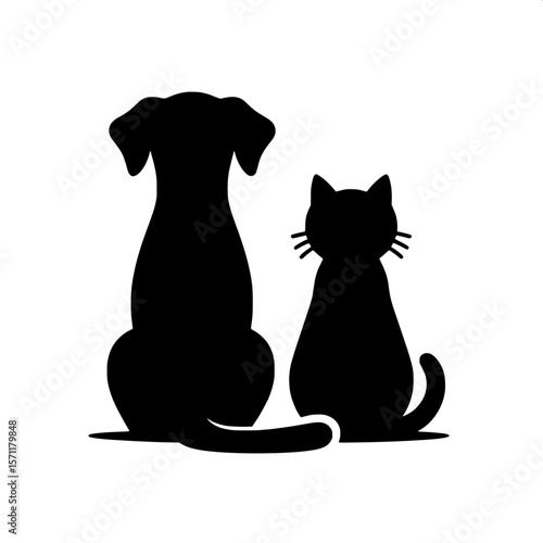 Cat and Dog Sitting Together