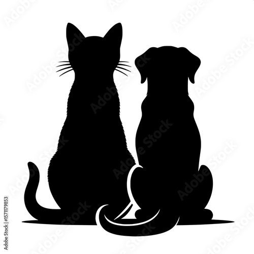 Cat and Dog Sitting Together