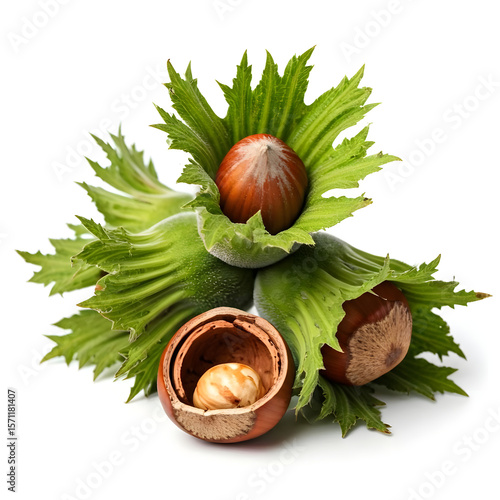 Hazelnuts image on white background