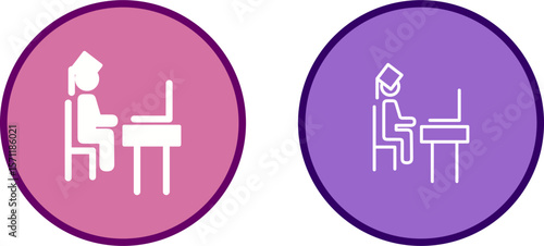 Student Using Laptop Vector Icon