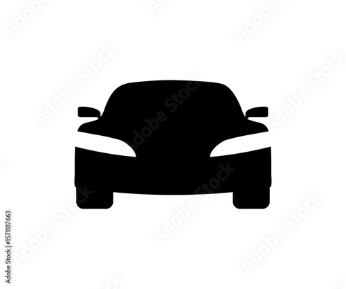 Car silhouette modern icon. Front view symbol of auto, vehicle, automobile vector design and illustration.

