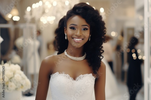 Portrait of beautiful happy bride african american