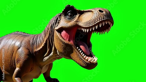 Tyrannosaurus rex Roaring on Green Screen, Generative AI