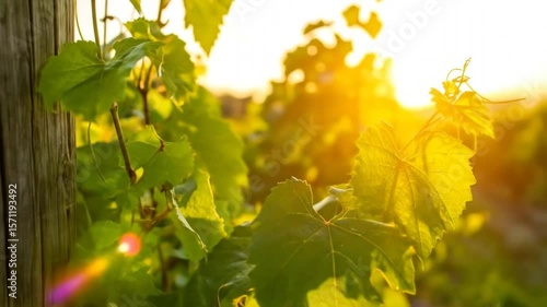 Grape leaves golden light