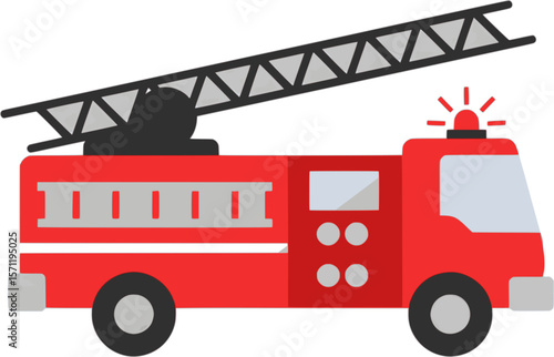 An illustration of a red tanker truck equipped with a tank for carrying firefighting water or fuel

