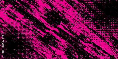 Black and pink abstract background with brush strokes and halftone style. abstract grunge modern art