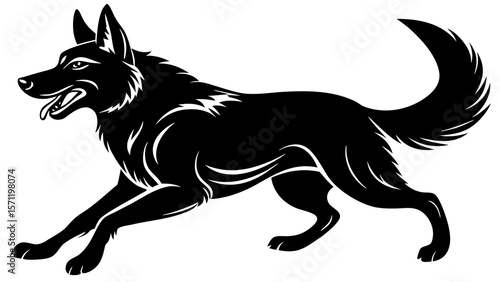 Running German Shepherd Dog Silhouette