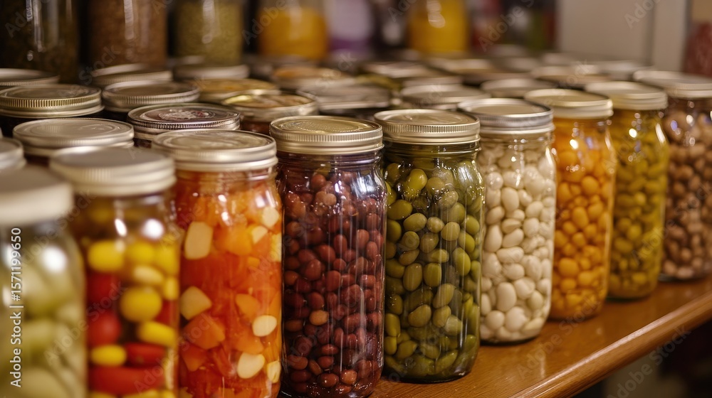 For a more organized food pantry, group canned goods by type such as vegetables, beans, and soups For a more organized food pantry, group canned goods by type such as vegetables, beans, and soups