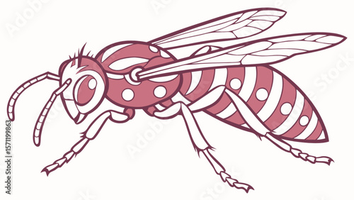 Illustration of a cartoon wasp insect vector graphic with wings and legs for educational purposes design
