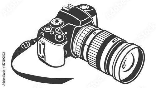 Stock vector dslr camera illustration for photography and videography equipment and professional lens design