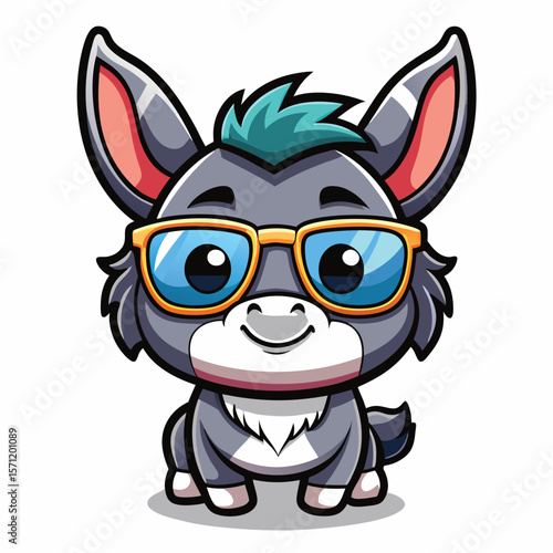 Cute donkey wearing sunglasses