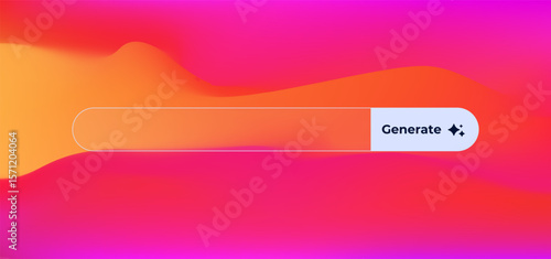 Ai interface featuring a search bar and a vibrant button labeled generate in a vivid gradient design.