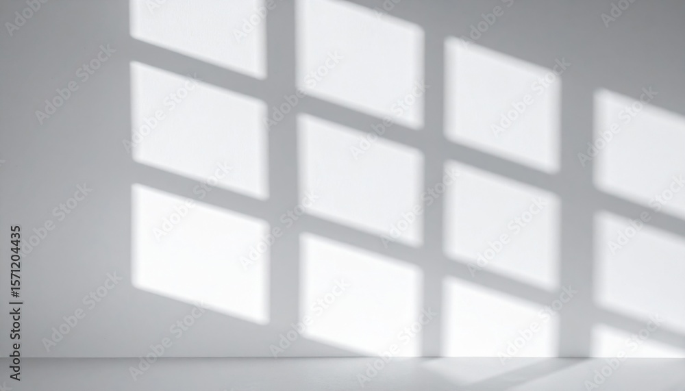 Fototapeta premium White Wall with Gridded Window Shadow Pattern