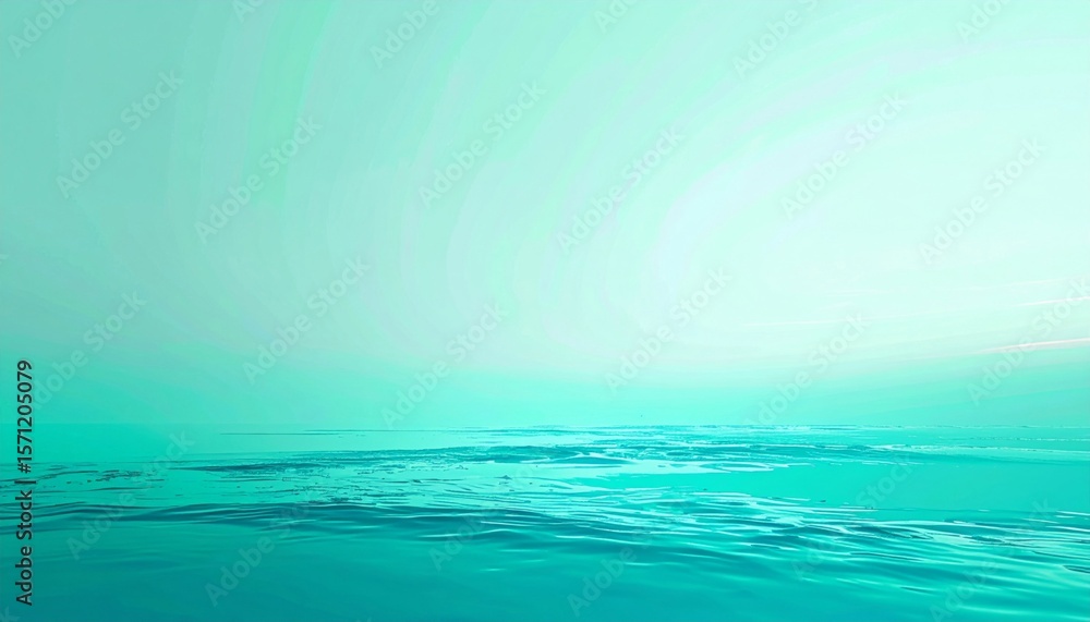 Obraz premium Serene Aqua Seascape: Calm Ocean Under a Turquoise Sky