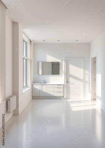 Wallpaper Mural Beautiful empty renovated apartment in an apartment building with bathroom new kitchen new floors all white painted Empty room interior design architecture blank design room Torontodigital.ca