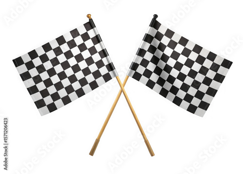 Two crossed checkered flags isolated on transparent background