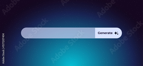 Ai art generation button with a search bar for creative digital art. modern design symbol.