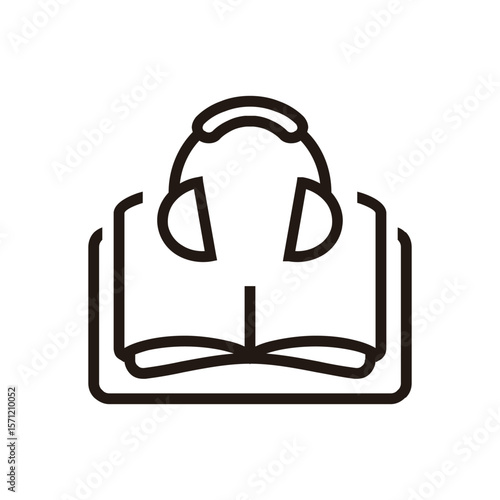 Audio book of Education and Learning web icons in line style. School, university, textbook, learning. Vector illustration.