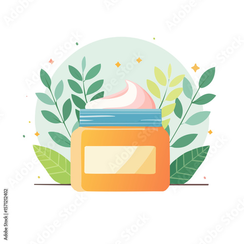 Beauty Lotion /Cream with Botanicals  Isolated on a Transparent Background 