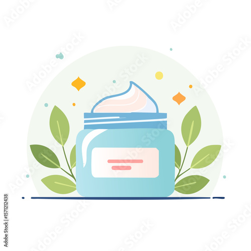 Beauty Lotion /Cream with Botanicals  Isolated on a Transparent Background 