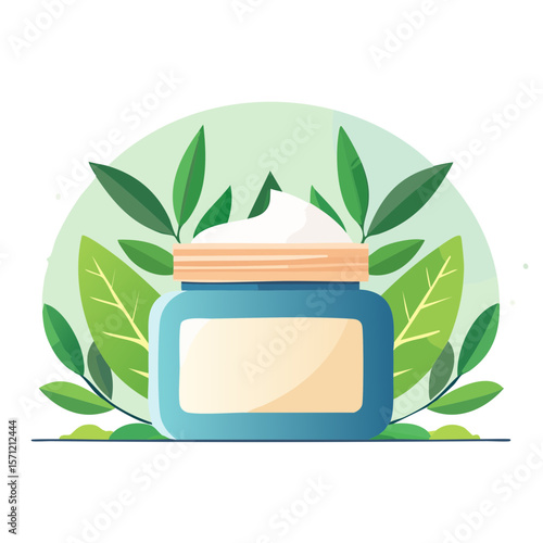 Beauty Lotion /Cream with Botanicals  Isolated on a Transparent Background 
