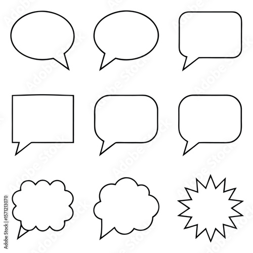 Collection of speech bubbles and thought balloons comic
