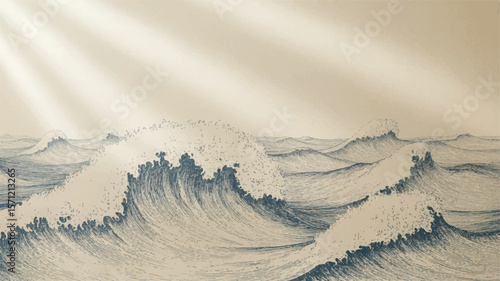 Majestic ocean waves under soft light water nature