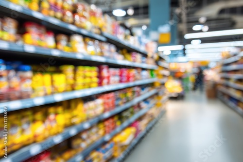 Wallpaper Mural Blurry shelves in a convenience store and supermarket for backdrop Torontodigital.ca
