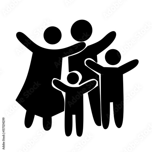 family pictogram silhouette vector