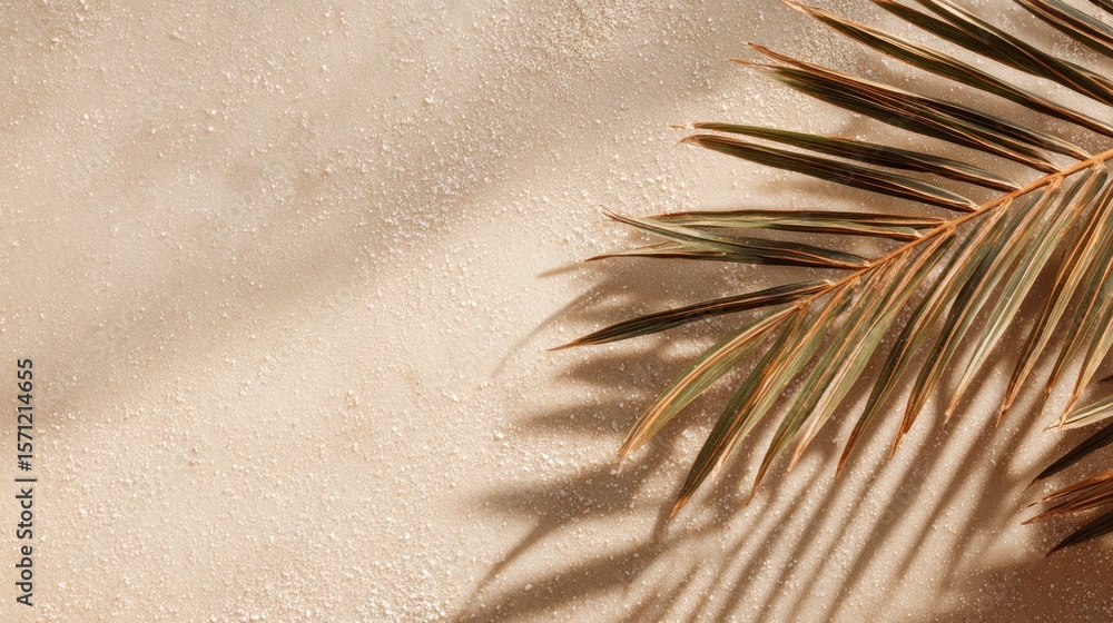 Beige wall with palm leaf shadow Beige wall with palm leaf shadow
