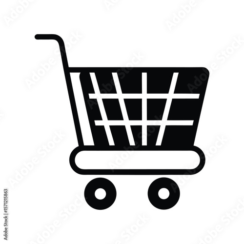 Shopping Cart Icon Streamlined Vector Illustration for E-commerce and Retail Design Needs, Ideal for Web and Print
