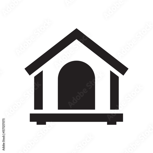 Classic Pet Dog House Silhouette Icon - Animal Shelter Design