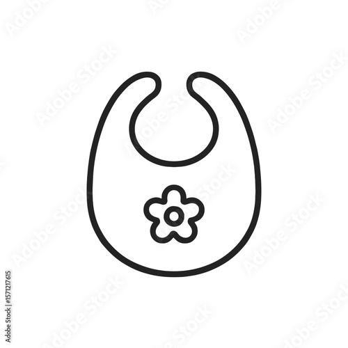 Baby Bib Shape-Based Outline Icon, Monochrome, Transparent Background