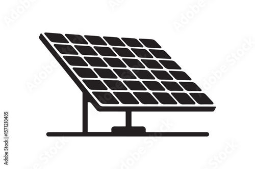Solar Panel Silhouette Icon for Renewable Energy Solutions and Sustainable Power Generation