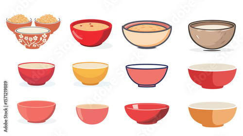 High color grade vector illustration of a ramen bowl with rich toppings including noodles, egg, seaweed, pork slices, and broth, showcasing traditional Japanese cuisine in a vibrant, appetizing, 