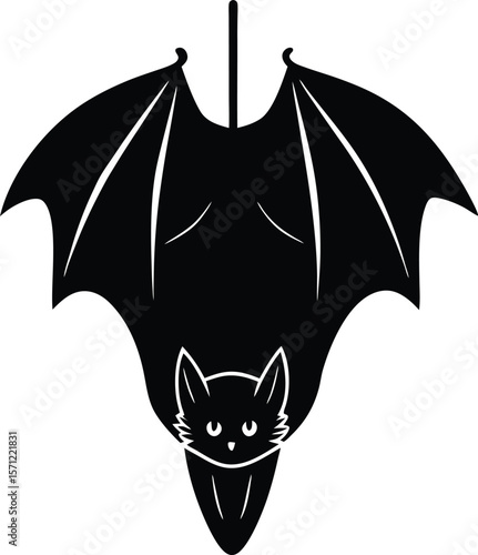 bat hanging upside down on white background.eps