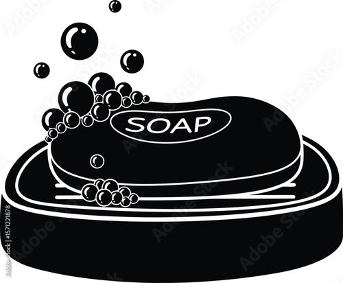A bar of soap sits in a soap dish, surrounded by bubbly foam, ready for a refreshing wash