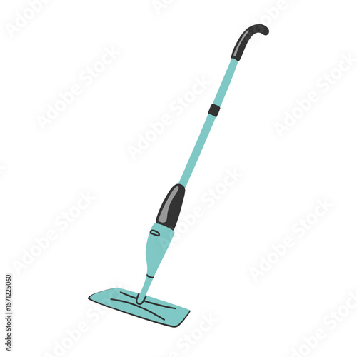Vector illustration of floor cleaning mop tool in flat style. Modern household equipment for cleaning, mopping and washing surfaces.