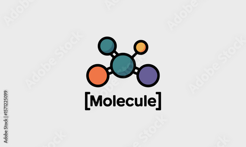 Colorful Molecular Structure with Teal, Orange, and Purple Atoms Connected by Bonds