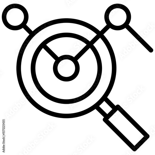 Magnifying lens displays data analytics, business intelligence and information