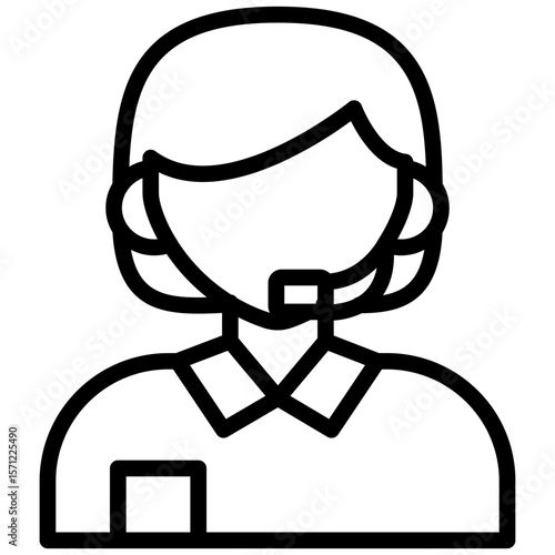 Isolated icon graphic of female customer support representative
