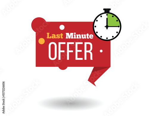 Last Minute Offer Advertisement Banner with Timer Isolated on White. Graphic design elements and resources, sale announcement space concept vector art