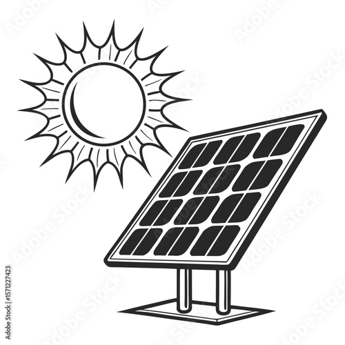 Solar Panel Icon in Line Art