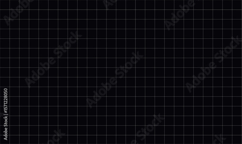Black squared grid texture, graph paper, technical paper. Vector blank dark sheet pattern with lines and dots