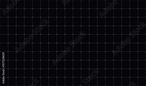Black squared grid texture, graph paper, technical paper. Vector blank dark sheet pattern with lines and dots