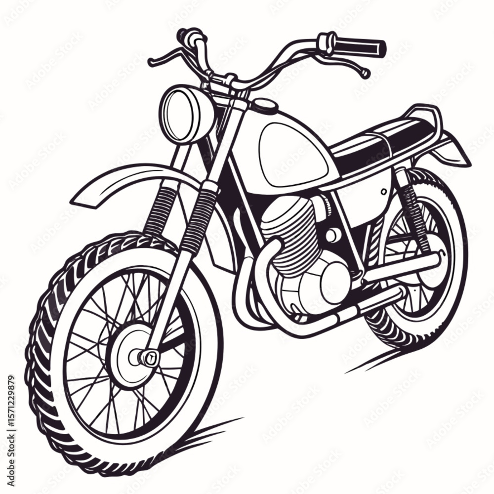 Fototapeta premium Black vintage motorcycle isolated on white background with chrome accents