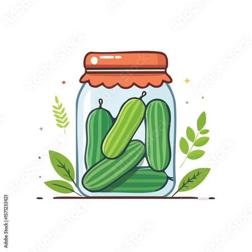 Jar of Pickles Isolated on a Transparent Background