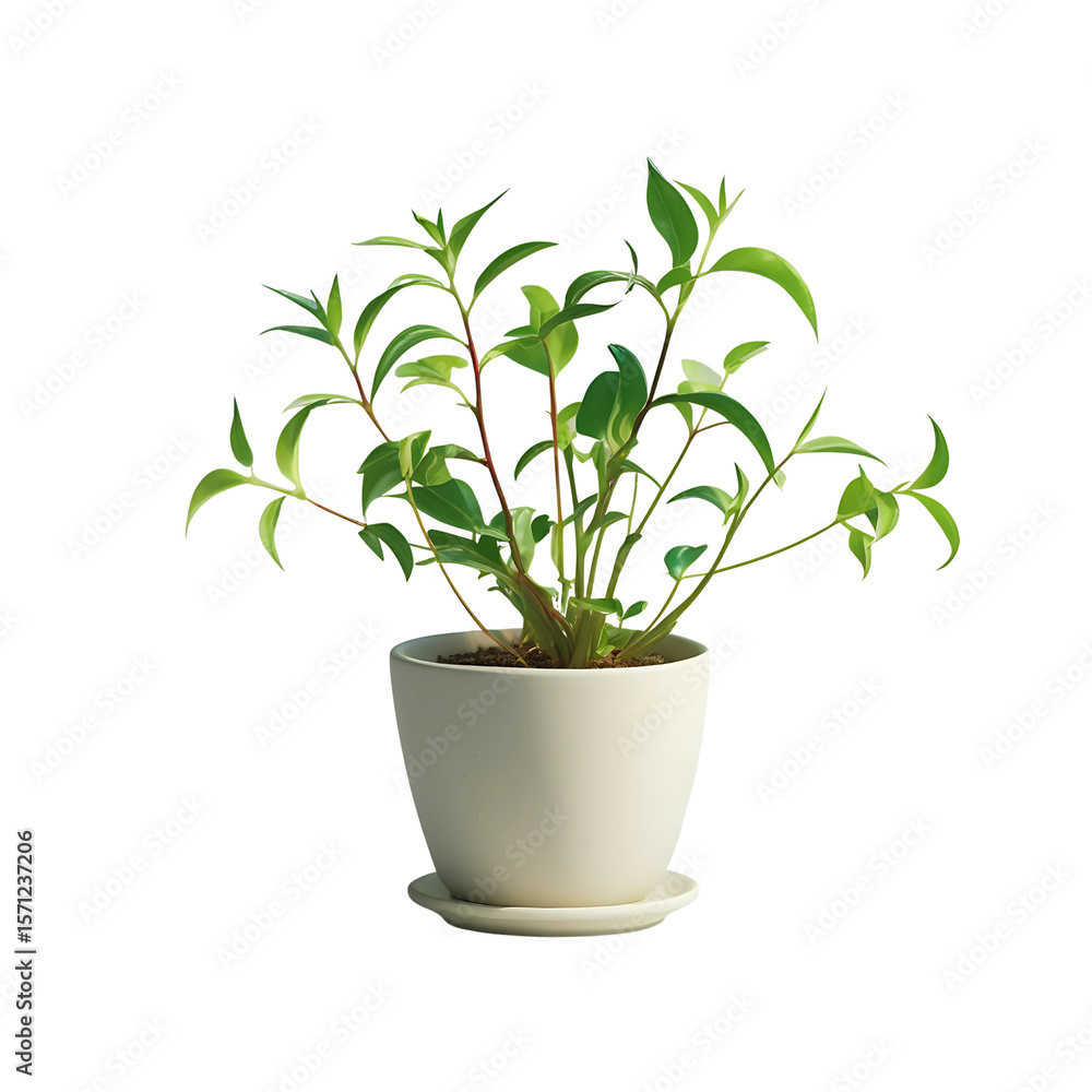 Lush green indoor plant thriving in a white pot on a transparent background. Generative AI Lush green indoor plant thriving in a white pot on a transparent background. Generative AI